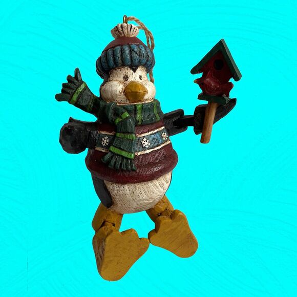 Anthropomorphic Penguin or Duck Christmas Ornament Jointed Arms, Legs Hat - Picture 2 of 6